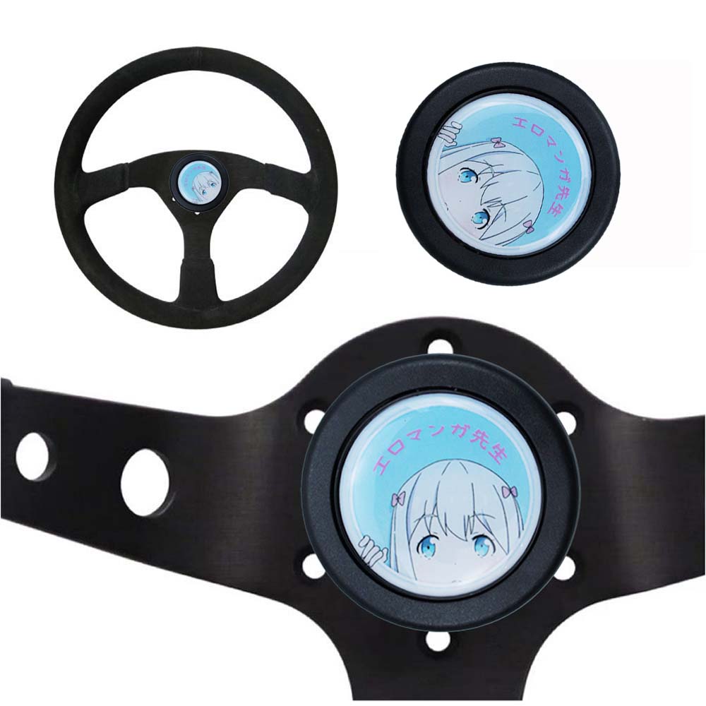 Brand New Universal Anime Hentai Car Horn Button Black Steering Wheel Center Cap