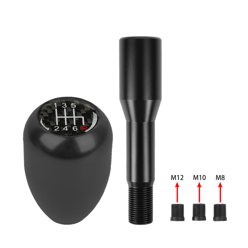 Brand New Universal Real Carbon Sticker 6 Speed Aluminum Manual Gear Stick Black Shift Knob M8 M10 M12 & Black Shifter Extender Extension