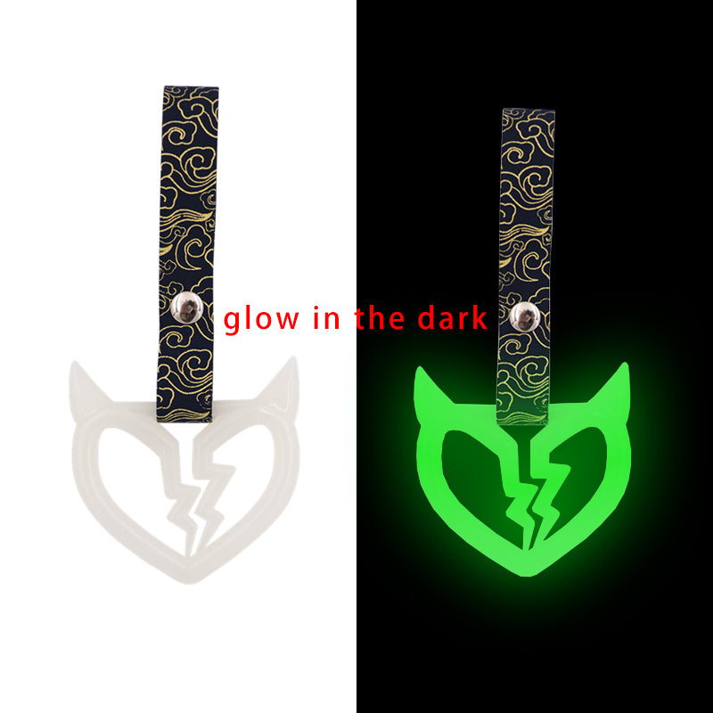 Brand New V3 Devil Broken Heart Glows in the Dark Green JDM TSURIKAWA Subway Bus Handle Strap Charm Drift