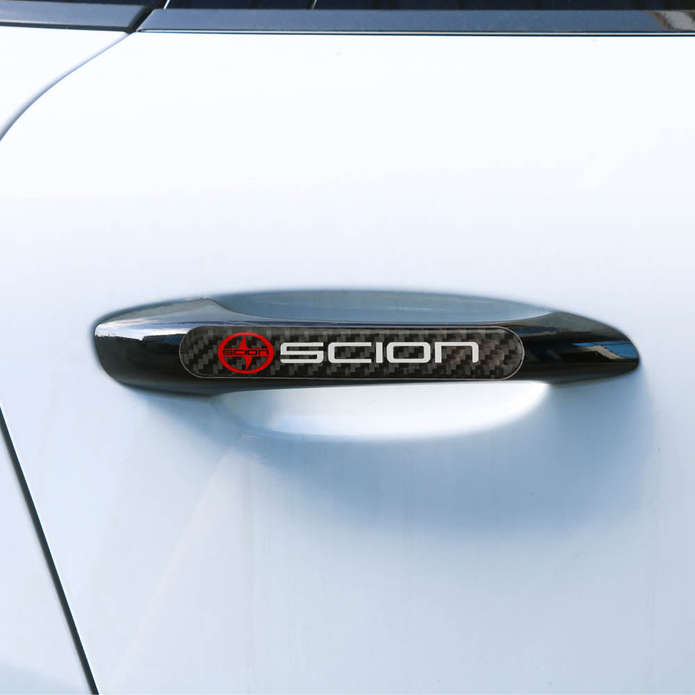 Brand New 8PCS Scion Real Carbon Fiber Black Car Trunk Side Fenders Door Badge Scratch Guard Sticker