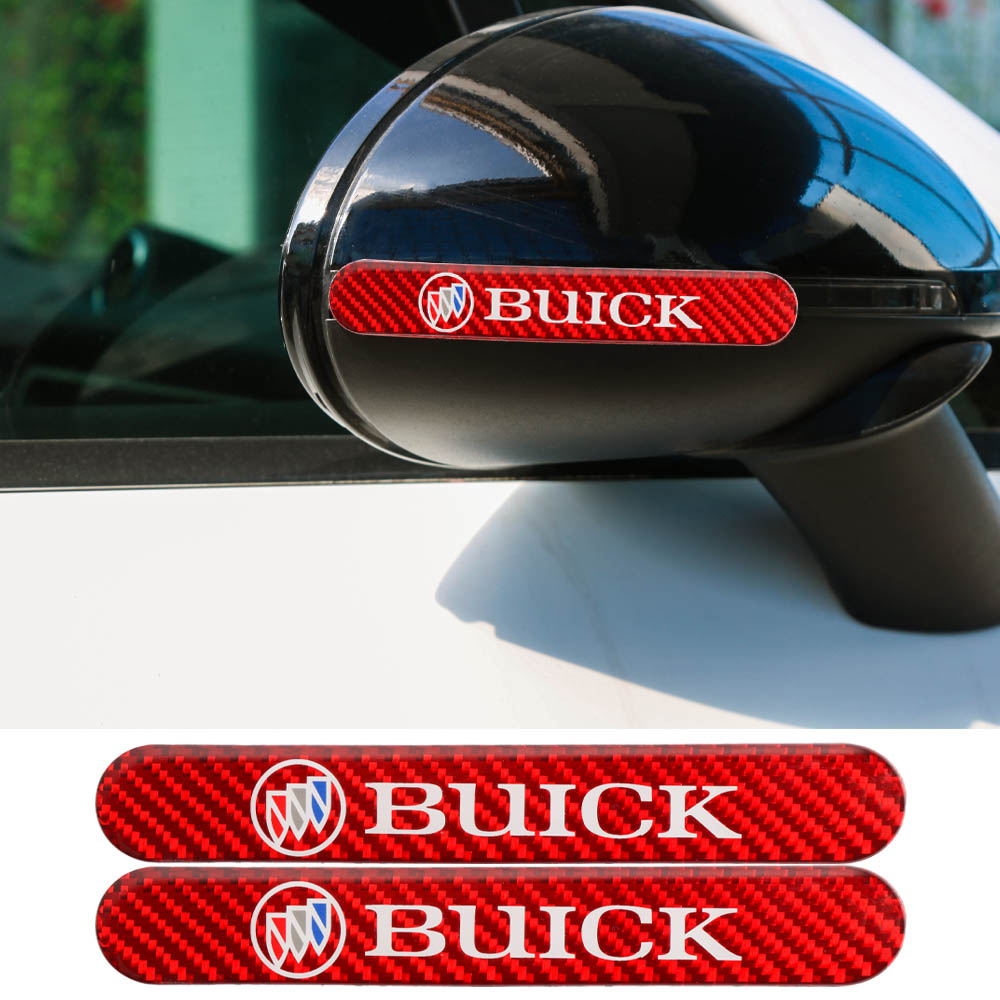 Brand New 2PCS Buick Real Carbon Fiber Red Car Trunk Side Fenders Door Badge Scratch Guard Sticker