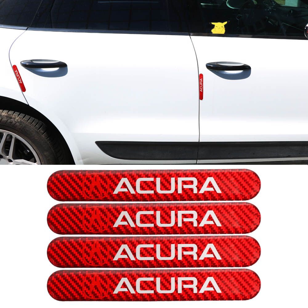 Brand New 4PCS Acura Real Carbon Fiber Red Car Trunk Side Fenders Door Badge Scratch Guard Sticker