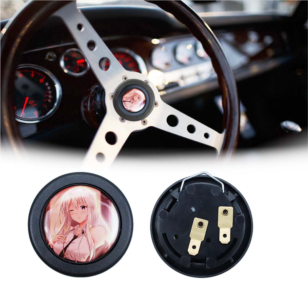 Brand New Universal Anime Hentai Car Horn Button Black Steering Wheel Center Cap