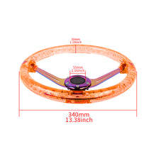 Load image into Gallery viewer, Brand New Universal 6-Hole 350mm Deep Dish Vip Orange Crystal Bubble Neo Spoke Steering Wheel