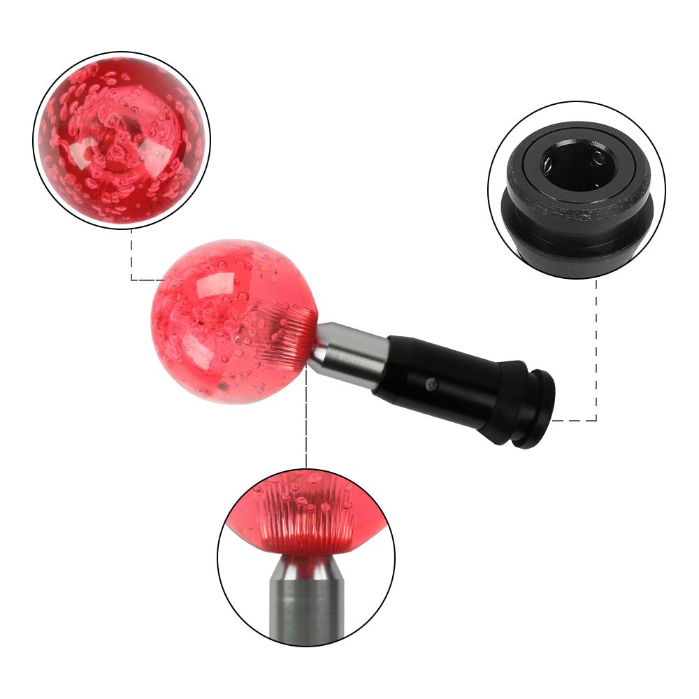 Brand New Universal Crystal Bubble Red Round Ball Automatic Transmission Shift Knob W/ Adapter