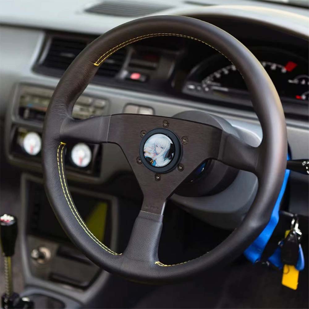 Brand New Universal Anime Hentai Car Horn Button Black Steering Wheel Center Cap