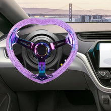 Load image into Gallery viewer, Brand New Universal 6-Hole 350MM Heart Purple Deep Dish Vip Crystal Bubble Neo Spoke Steering Wheel