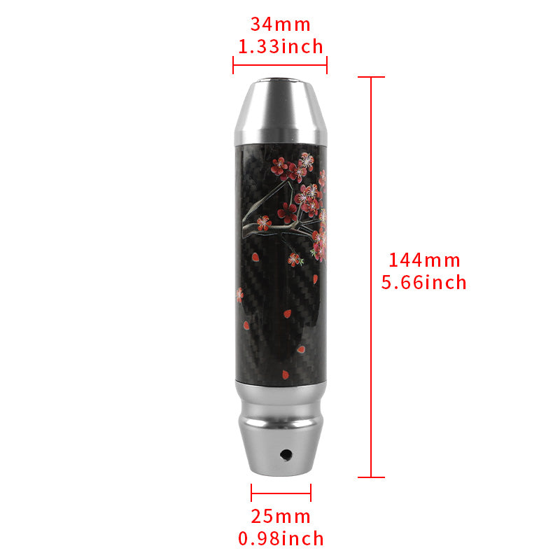 Brand New Sakura Flowers Universal Real Carbon Fiber Silver Aluminum Automatic Transmission Racing Gear Shift Knob