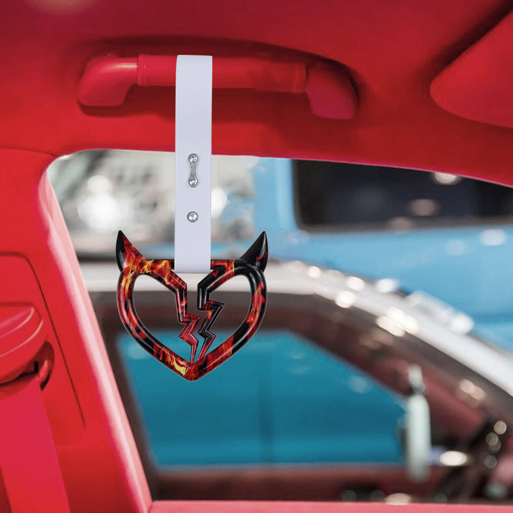 Brand New Devil Demon Broken Heart White JDM TSURIKAWA Ring Subway Train Bus Handle Strap Charm Drift