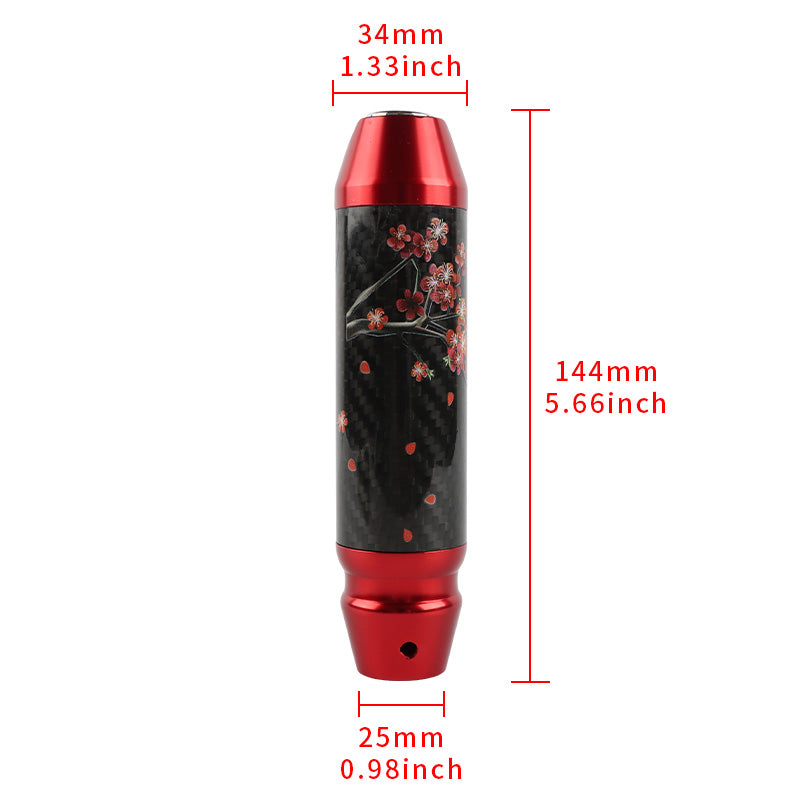 Brand New Sakura Flower Universal Real Carbon Fiber Red Aluminum Automatic Transmission Racing Gear Shift Knob