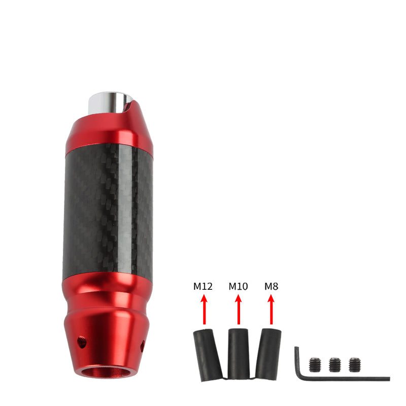 Brand New Universal Real Carbon Fiber Red Aluminum Automatic Transmission Racing Gear Shift Knob