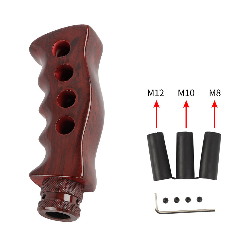 Brand New Universal Dark Wood Slotted Pistol Grip Handle Manual Gear Shift Knob Shifter M8 M10 M12