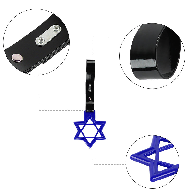 Brand New Hexagram Shaped Blue JDM TSURIKAWA Subway Bus Black Handle Strap Charm Drift