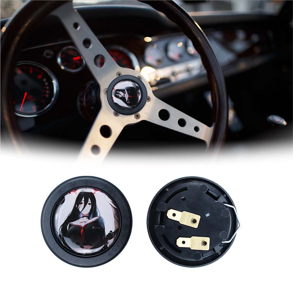 Brand New Universal Anime Hentai Car Horn Button Black Steering Wheel Center Cap