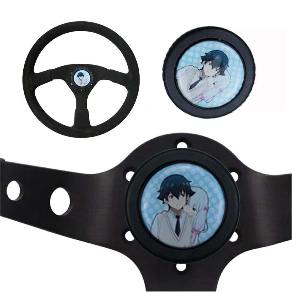 Brand New Universal Anime Hentai Car Horn Button Black Steering Wheel Center Cap