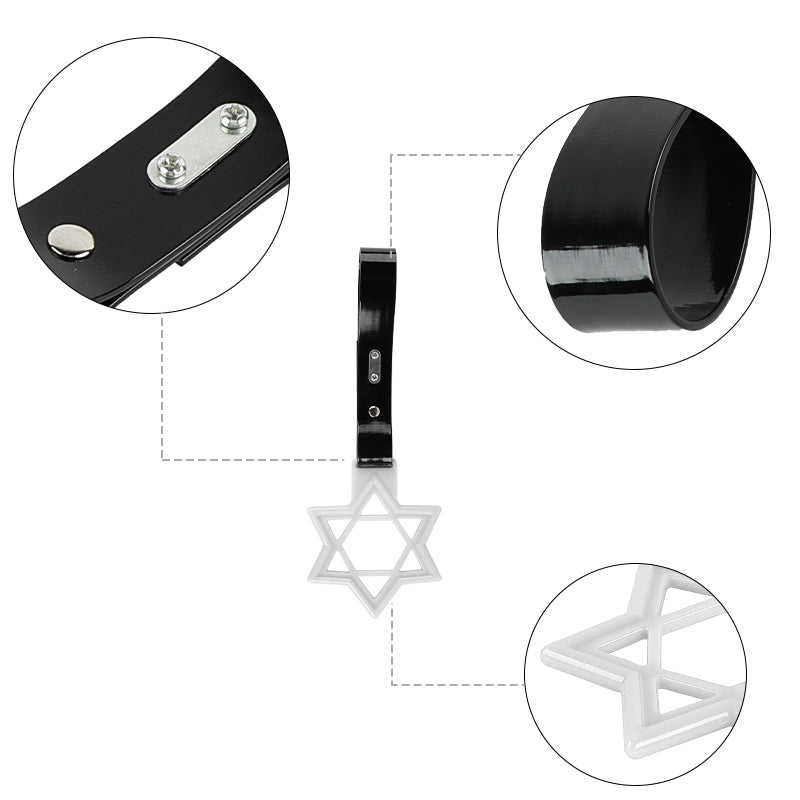 Brand New Hexagram Shaped White JDM TSURIKAWA Subway Bus Black Handle Strap Charm Drift