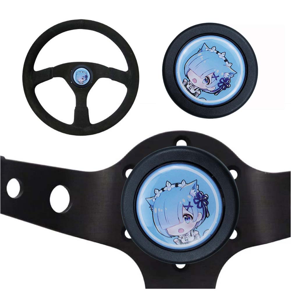 Brand New Universal Anime Hentai Car Horn Button Black Steering Wheel Center Cap