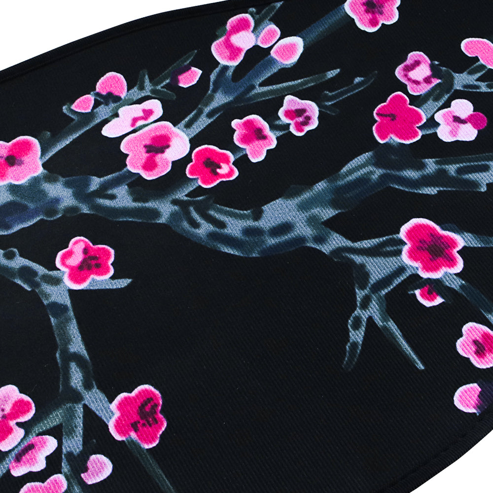 Brand New Universal 4PCS SAKURA FLOWER Racing Black Fabric Car Floor Mats Interior Carpets