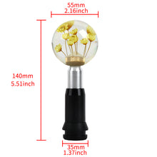 Load image into Gallery viewer, Brand New Universal Round Ball Crystal Clear Yellow Flowers Automatic Gear Shift Knob Shifter