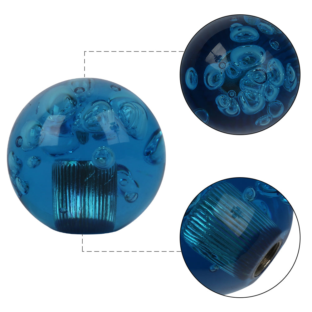 BRAND NEW UNIVERSAL V2 CRYSTAL BUBBLE BLUE ROUND BALL SHIFT KNOB MANUAL CAR RACING GEAR UNIVERSAL