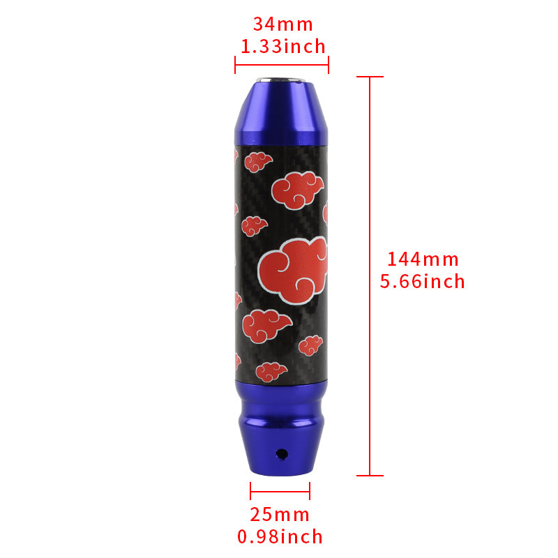 Brand New Naruto Akatsuki Cloud Universal Real Carbon Fiber Blue Aluminum Automatic Transmission Racing Gear Shift Knob