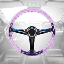 Load image into Gallery viewer, Brand New Universal 6-Hole 350mm Deep Dish Vip Purple Crystal Bubble Burnt Blue Spoke Steering Wheel