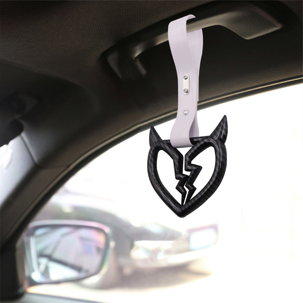 Brand New Devil Demon Broken Heart Carbon Fiber JDM TSURIKAWA Ring Subway Train Bus Handle Strap Charm Drift