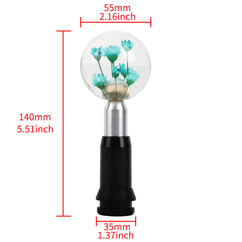 Brand New Universal Round Ball Crystal Clear Green Flowers Automatic Gear Shift Knob Shifter