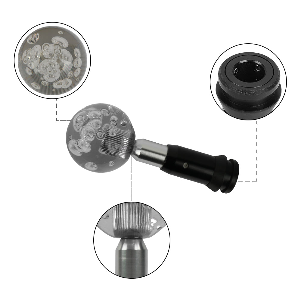 Brand New Universal Crystal Bubble Black Round Ball Automatic Transmission Shift Knob W/ Adapter