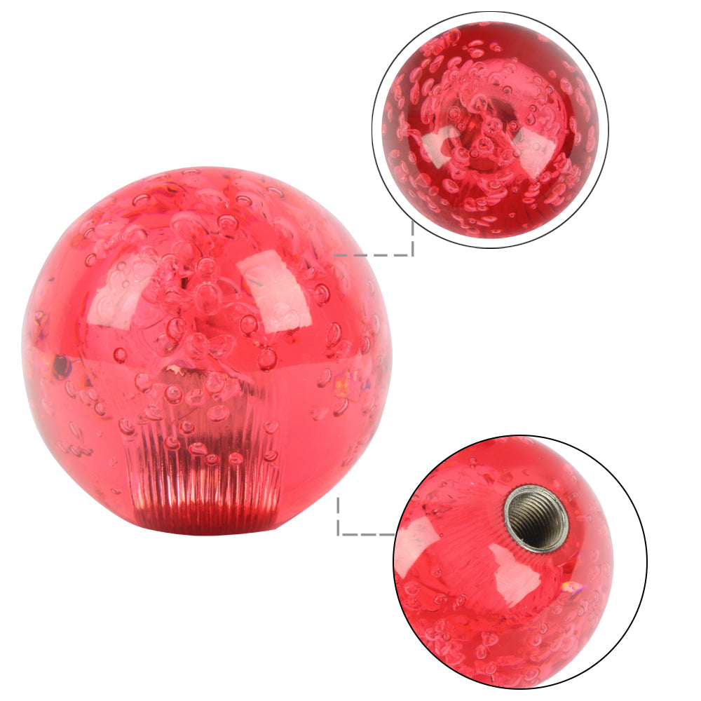 BRAND NEW UNIVERSAL V2 CRYSTAL BUBBLE RED ROUND BALL SHIFT KNOB MANUAL CAR RACING GEAR UNIVERSAL