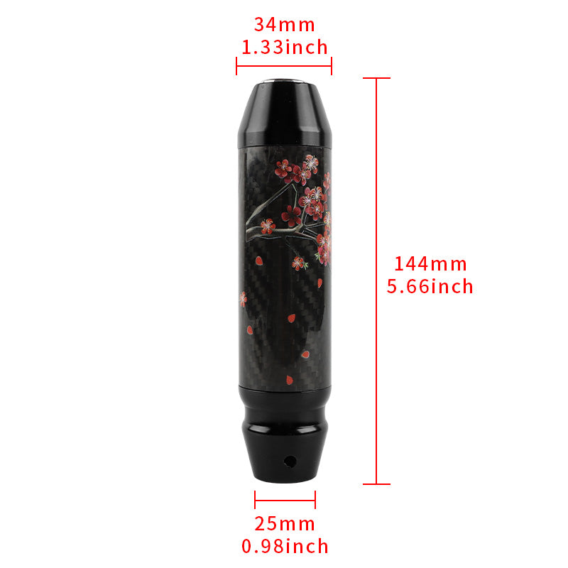 Brand New Sakura Flowers Universal Real Carbon Fiber Black Aluminum Automatic Transmission Racing Gear Shift Knob