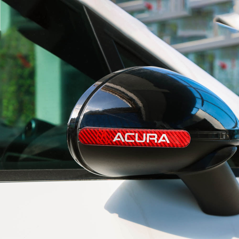 Brand New 4PCS Acura Real Carbon Fiber Red Car Trunk Side Fenders Door Badge Scratch Guard Sticker