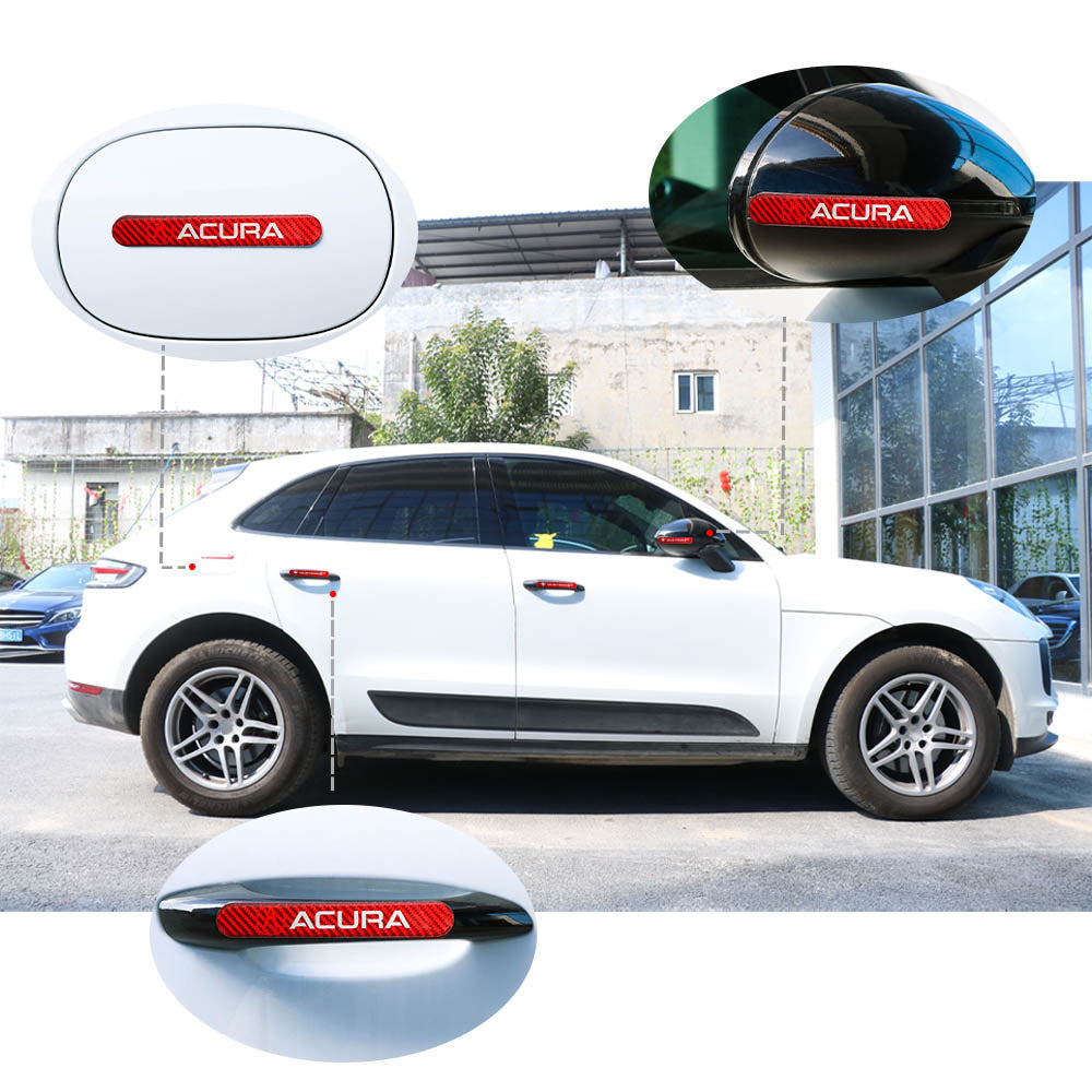 Brand New 8PCS Acura Real Carbon Fiber Red Car Trunk Side Fenders Door Badge Scratch Guard Sticker