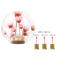 Load image into Gallery viewer, Brand New Universal Round Ball Crystal Clear Pink Flowers Manual Gear Shift Knob Shifter M8 M10 M12