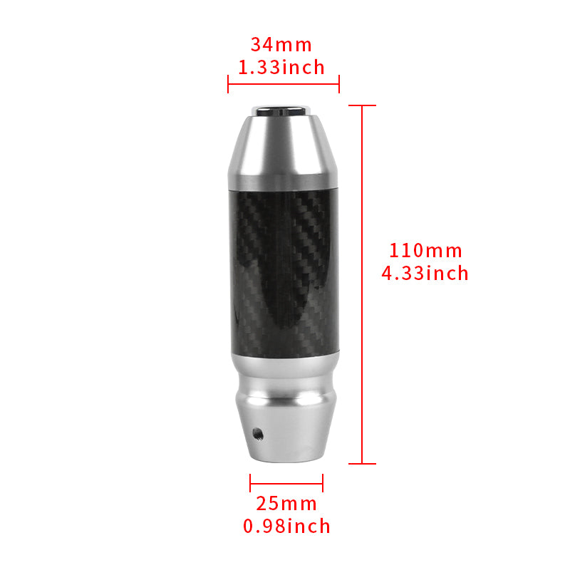 Brand New Universal Real Carbon Fiber Silver Aluminum Automatic Transmission Racing Gear Shift Knob