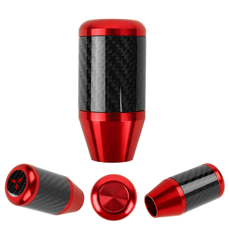 Brand New Universal Mitsubishi Red Real Carbon Fiber Racing Gear Stick Shift Knob For MT Manual M12 M10 M8