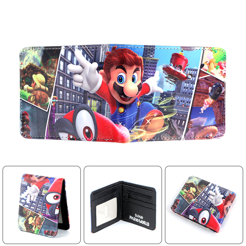 Brand New Men Super Mario Bros Odyssey Purse Short Bifold Fashion Leather Wallet