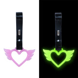 Brand New Angel Wing Heart Pink Glow In The Dark JDM TSURIKAWA Ring Subway Train Bus Handle Black Strap Charm Drift