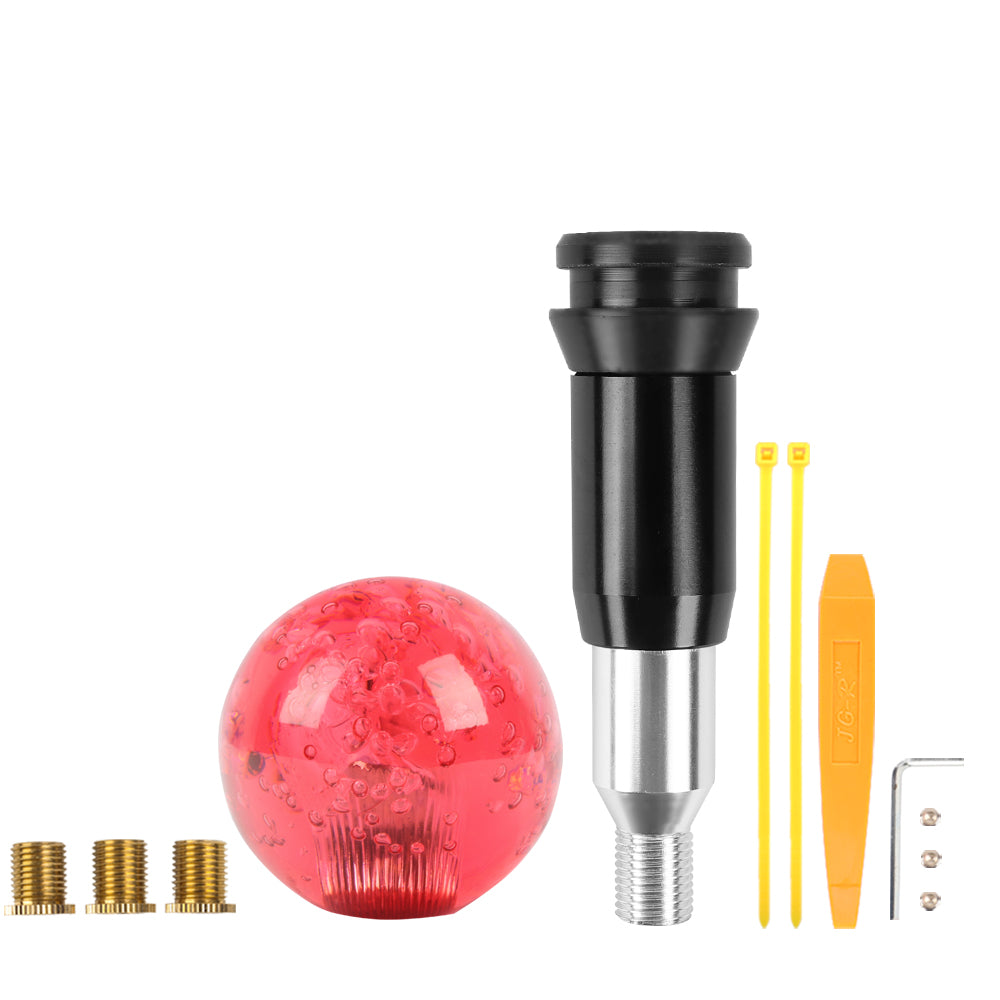 Brand New Universal Crystal Bubble Red Round Ball Automatic Transmission Shift Knob W/ Adapter