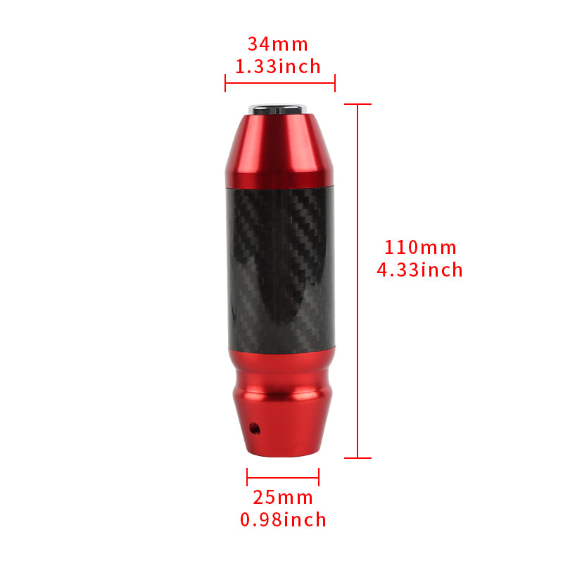 Brand New Universal Real Carbon Fiber Red Aluminum Automatic Transmission Racing Gear Shift Knob