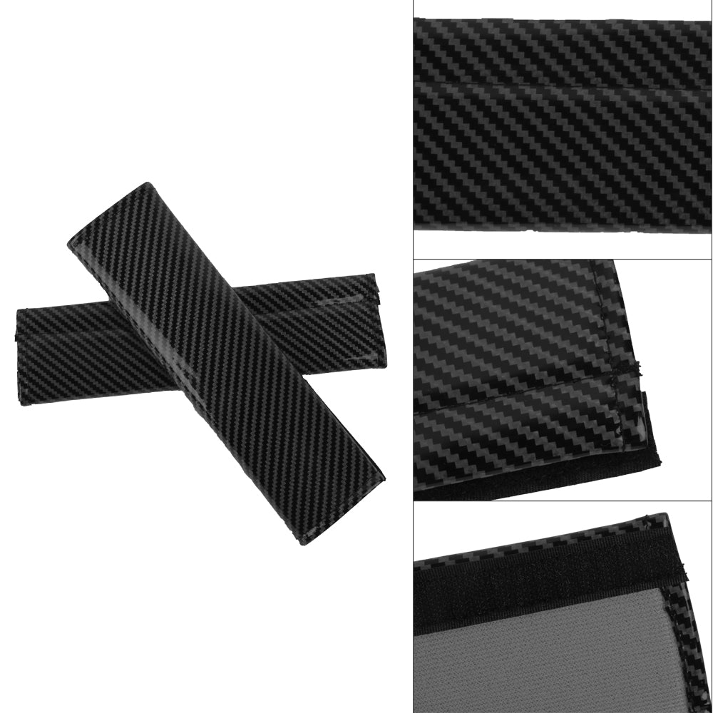 Brand New Universal 2PCS Black Carbon Fiber Look Car Seat Belt Covers Shoulder Pad