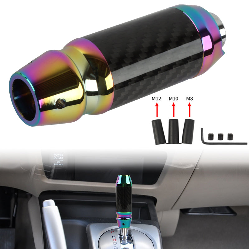 Brand New Universal Real Carbon Fiber Neo Chrome Aluminum Automatic Transmission Racing Gear Shift Knob