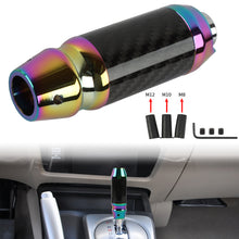 Load image into Gallery viewer, Brand New Universal Real Carbon Fiber Neo Chrome Aluminum Automatic Transmission Racing Gear Shift Knob