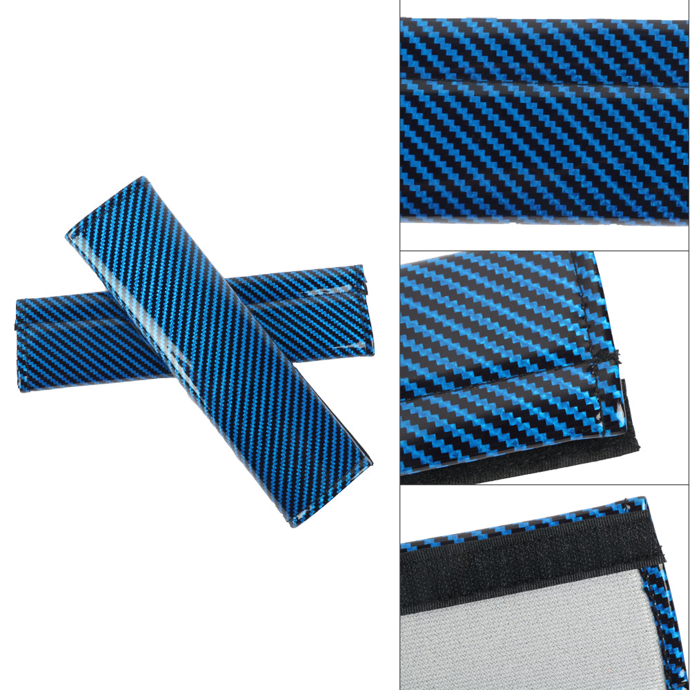 Brand New Universal 2PCS Blue Carbon Fiber Look Car Seat Belt Covers Shoulder Pad