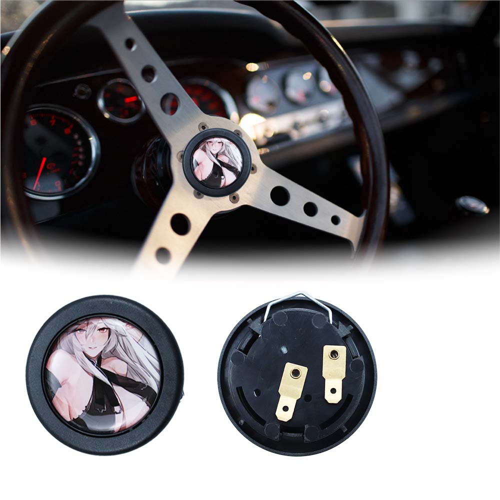 Brand New Universal Anime Hentai Car Horn Button Black Steering Wheel Center Cap