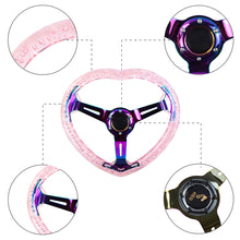 Load image into Gallery viewer, Brand New Universal 6-Hole 350MM Heart Pink Deep Dish Vip Crystal Bubble Neo Spoke Steering Wheel