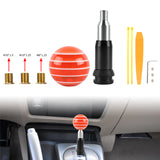 Brand New Jdm Universal Glossy Orange W/White Stripes Round Ball Automatic Shift Knob Shifter