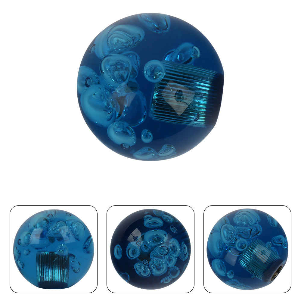 BRAND NEW UNIVERSAL V2 CRYSTAL BUBBLE BLUE ROUND BALL SHIFT KNOB MANUAL CAR RACING GEAR UNIVERSAL