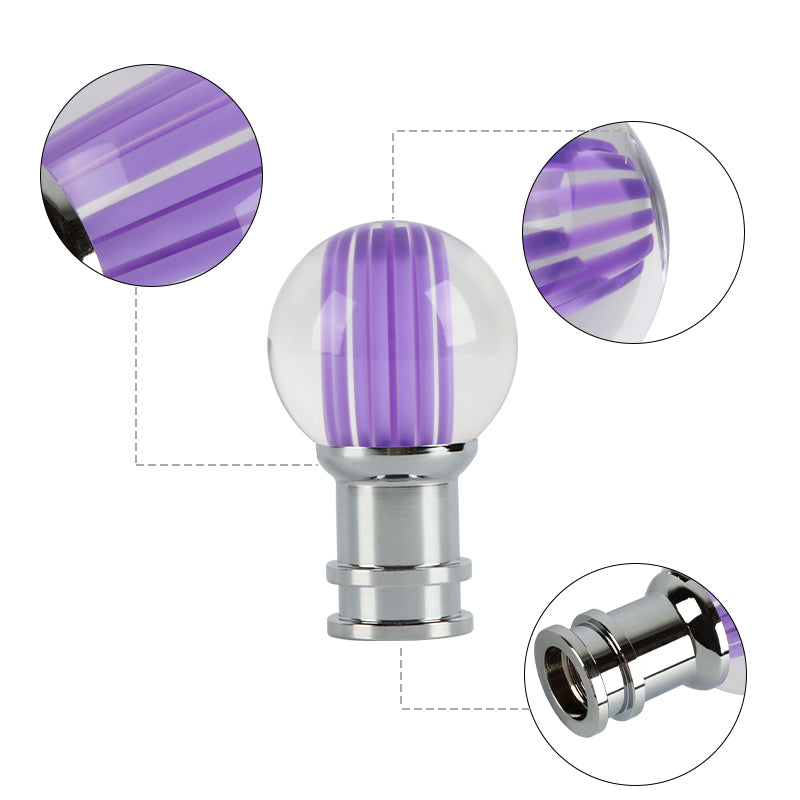 Brand New Universal Jdm Round Ball Crystal Clear Purple Stripes Manual Car Racing Gear Shift Knob Shifter M12 M10 M8