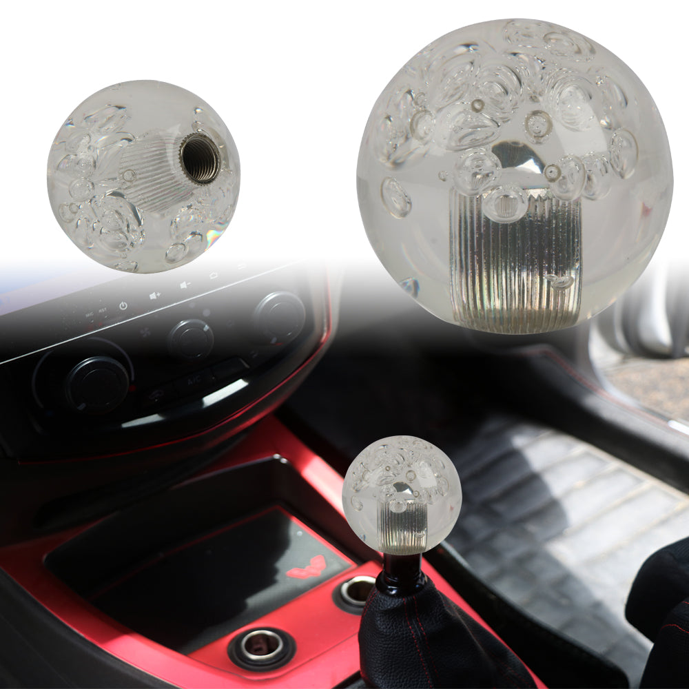 BRAND NEW UNIVERSAL V2 CRYSTAL BUBBLE CLEAR ROUND BALL SHIFT KNOB MANUAL CAR RACING GEAR UNIVERSAL